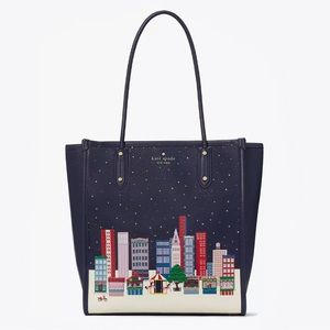Kate Spade Winter Wonders Pebbled Leather North South Tote NWT
